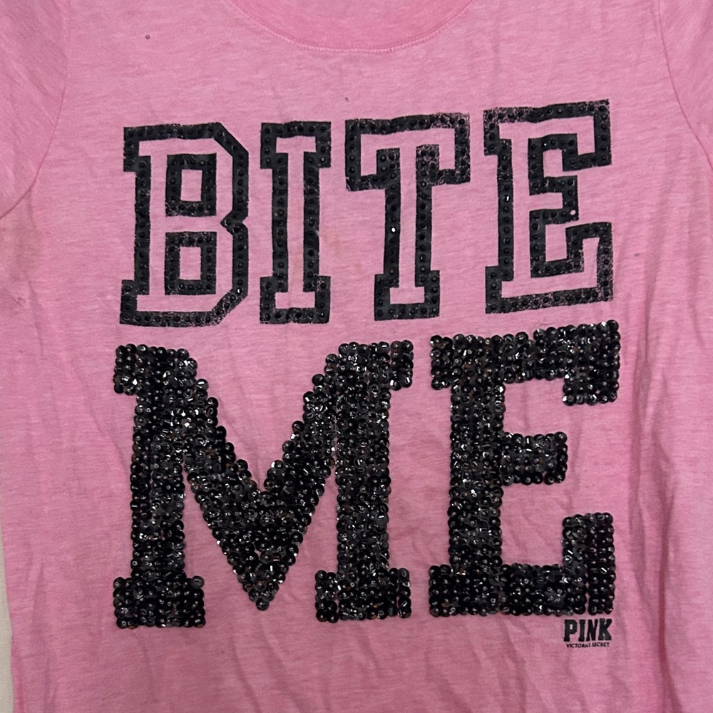 PINK Victoria's Secret Black Stones Graphic Tee S - Picture 2 of 3